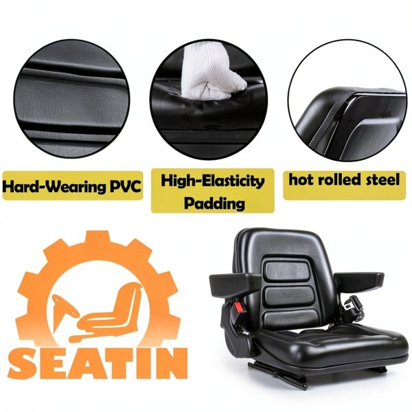 SEATIN Tractor Seat Universal Fit Adjustable Steel Leather-1