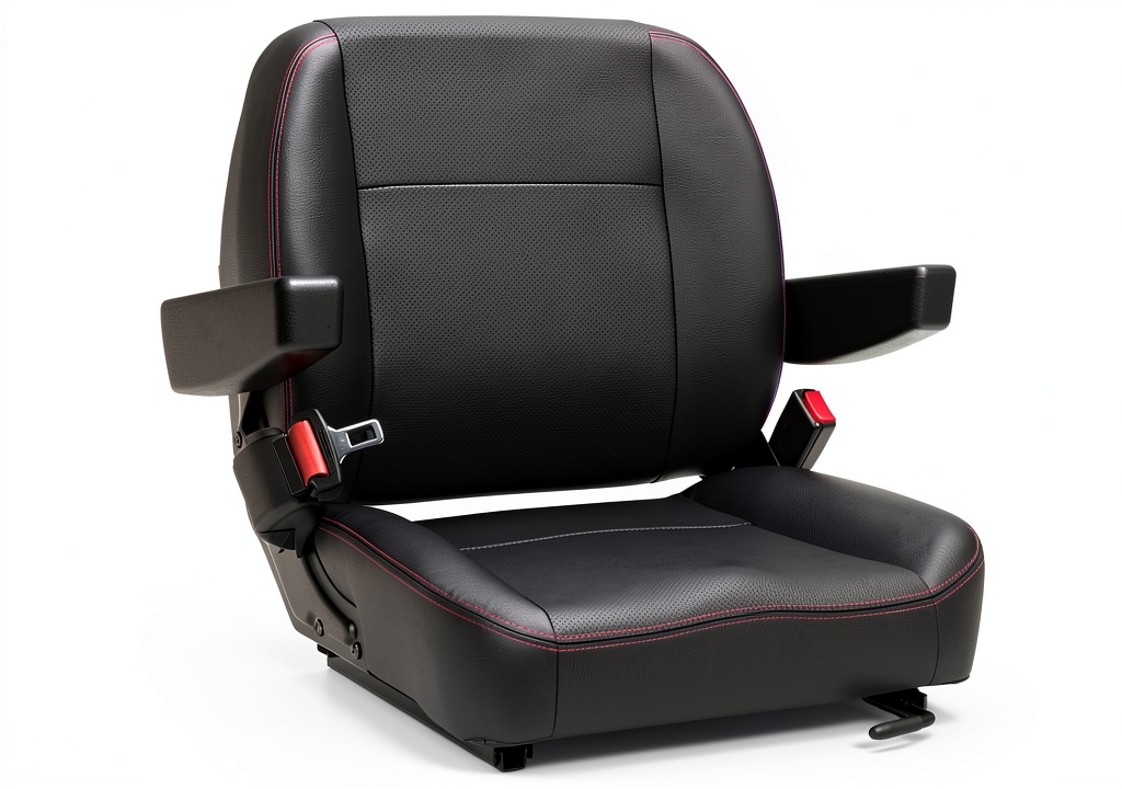 SEATIN black faux leather tractor seat installed on a tractor