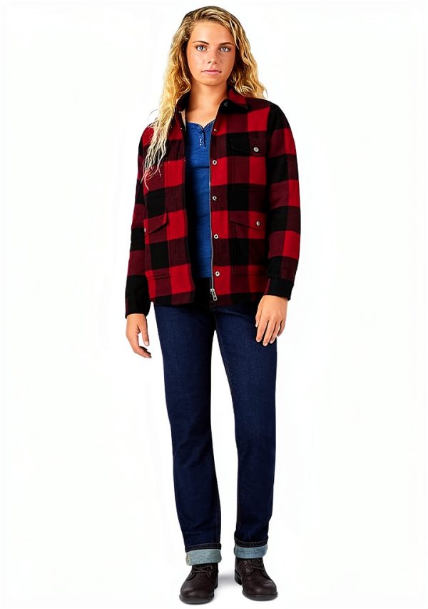 Dickies Womens Sherpa Lined Flannel Chore Coat DWR Finish-3