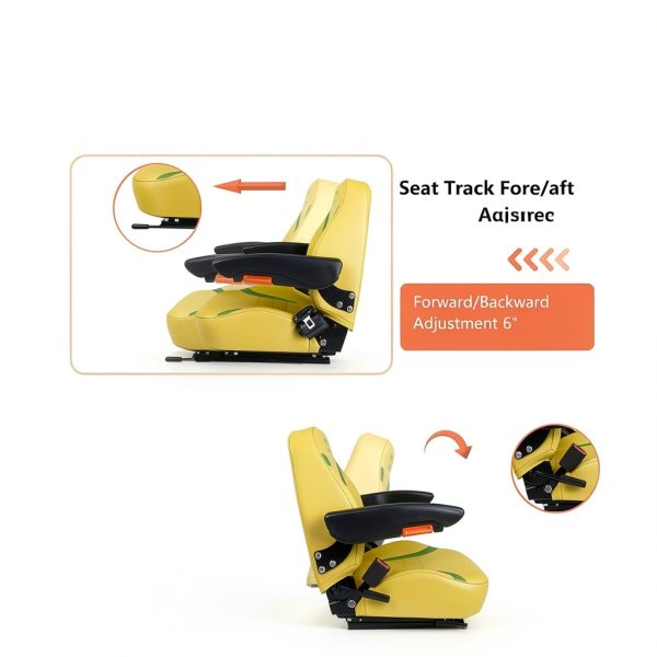 TICSEA Universal Tractor Seat Yellow Adjustable Durable-3