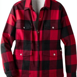 Dickies Womens Sherpa Lined Flannel Chore Coat DWR Finish-0