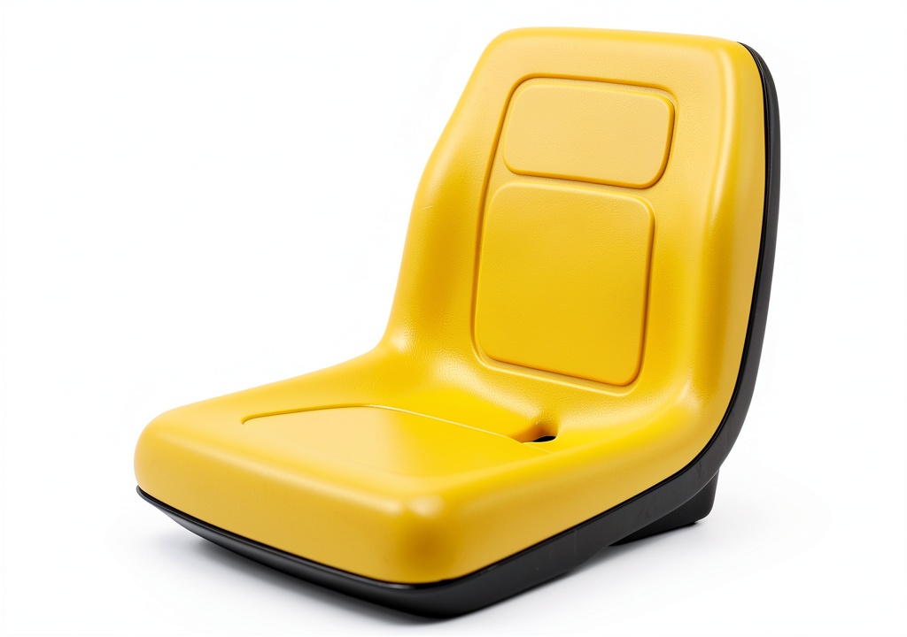 Yellow high-back tractor seat installed on a tractor