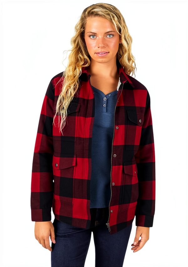 Dickies Womens Sherpa Lined Flannel Chore Coat DWR Finish-1