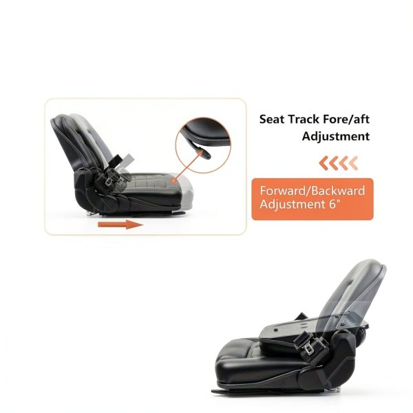TICSEA Black Tractor Seat Faux Leather Universal Fit-1