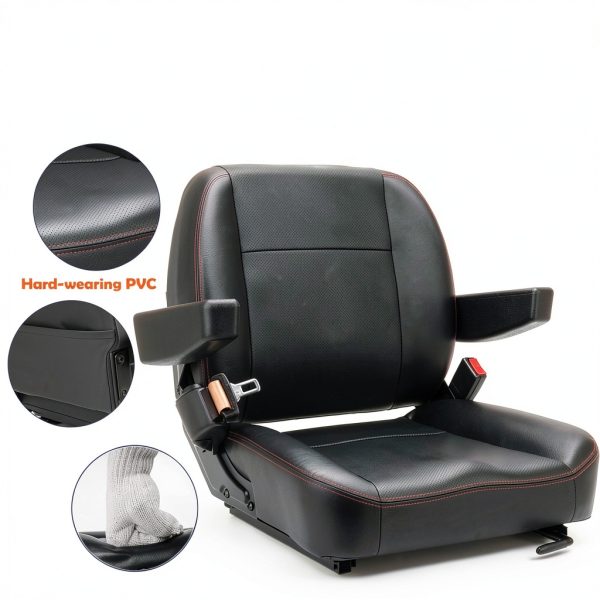 SEATIN Tractor Seat Black Faux Leather Universal Fit YHA011-3