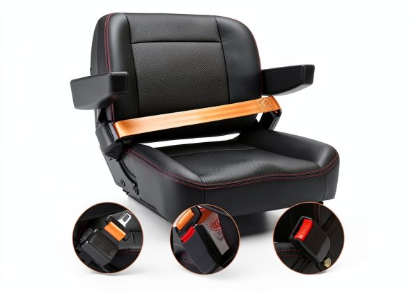 SEATIN Tractor Seat Black Faux Leather Universal Fit YHA011-2