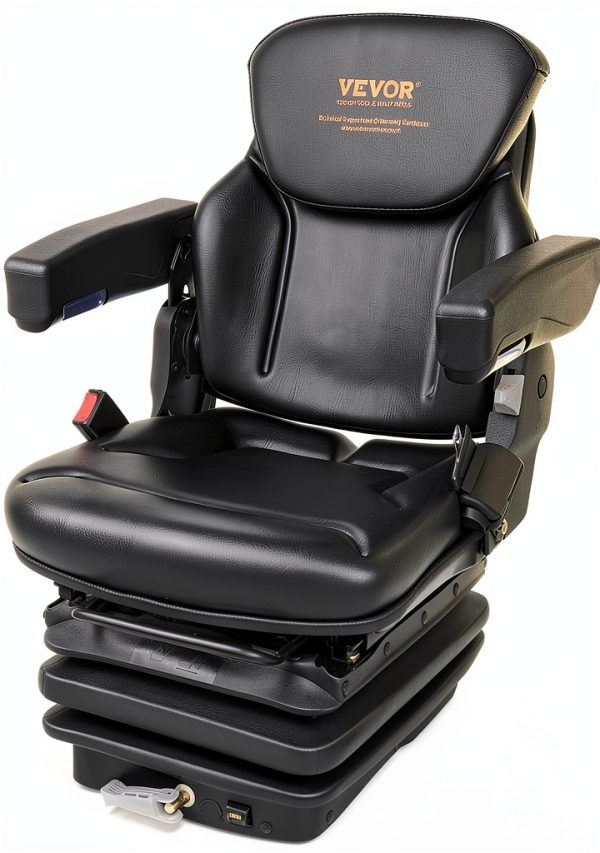 VEVOR Universal Forklift Seat Leather PVC Heavy Duty Tractor-9