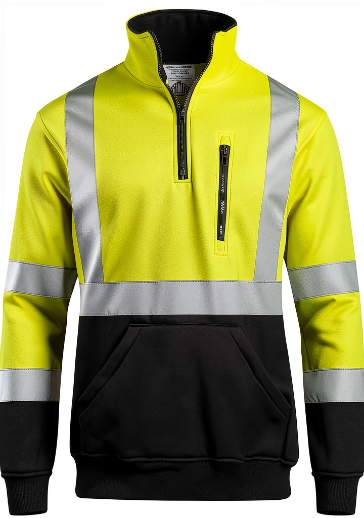 High-visibility safety sweater in yellow and black variant