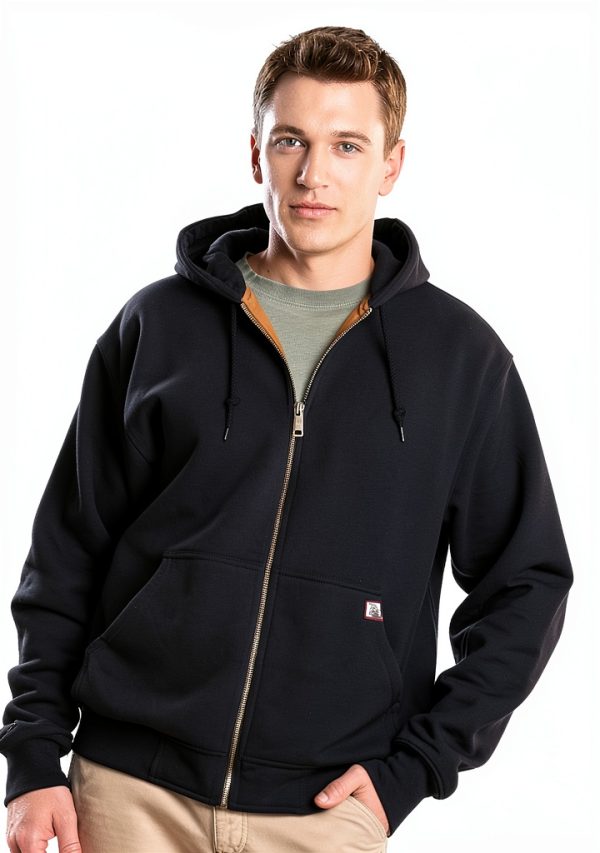 Mens Hooded Fleece Jacket Dri Duck Traders 7033 Black-1