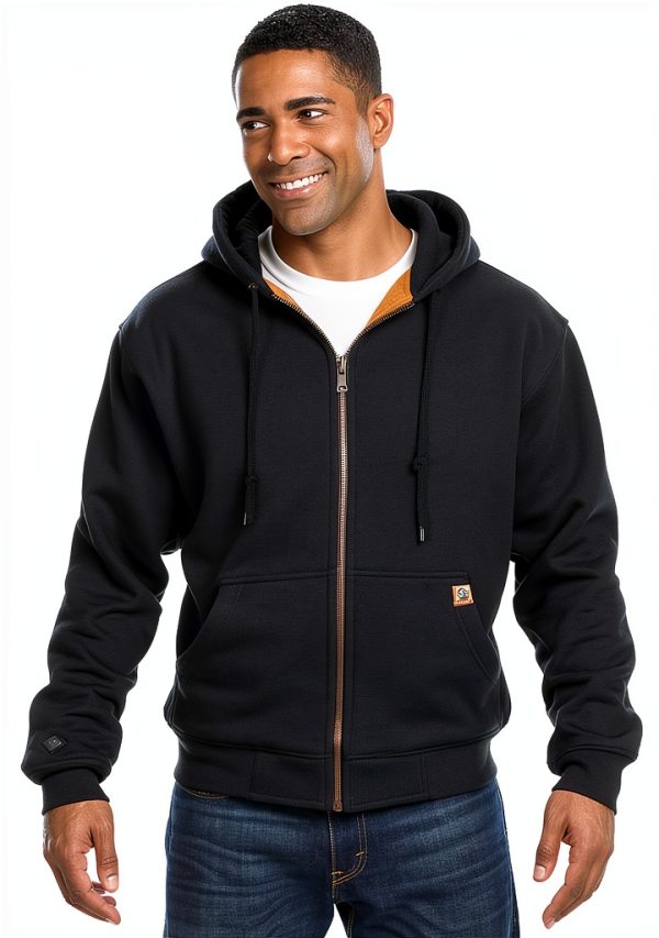 Mens Hooded Fleece Jacket Dri Duck Traders 7033 Black-0
